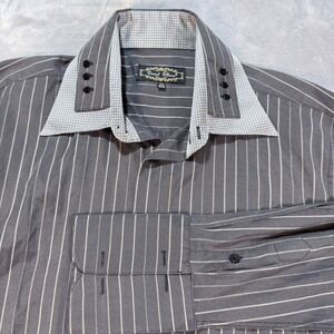 Daniel Ellissa Gray Pinstripe Dress Shirt 17 1/2 34 35‎ Button Down French Cuff